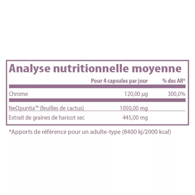 Analyse nutritionnelle du Forever Lean avec Chrome, Neopuntia et extrait de haricot blanc