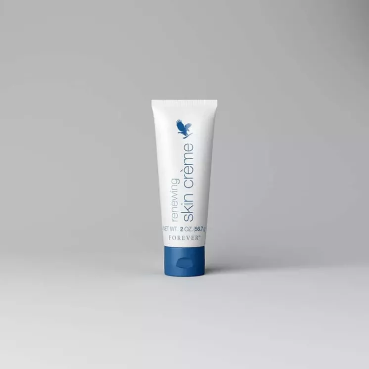 Crème Régénératrice Forever Renewing Skin Crème mise en avant sur fond neutre, soin anti-âge à l'Aloe Vera et AHA.
