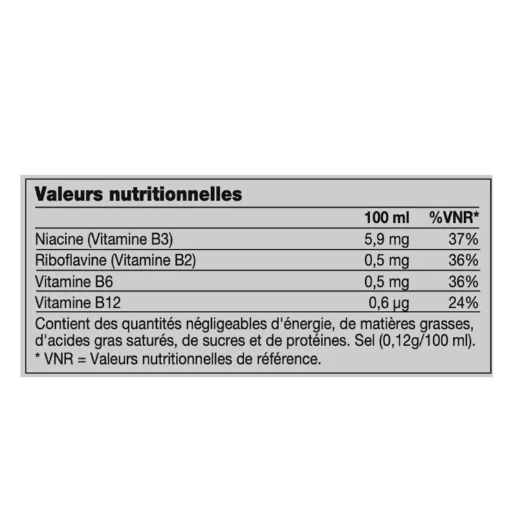 Tableau des valeurs nutritionnelles de FAB X pour 100 ml